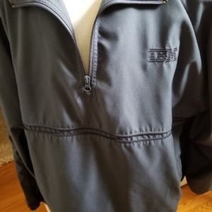 Vintage IBM Navy Blue Logo Windbreaker Jacket, Destinations, halfway zipper. XL